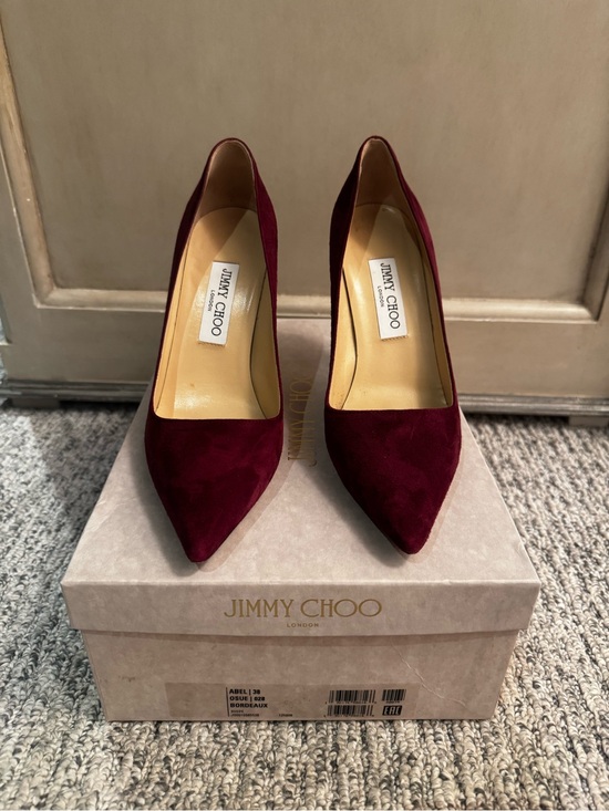 Jimmy Choo Shoes - Jimmy Choo Wine Suede Pointed-Toe Pumps